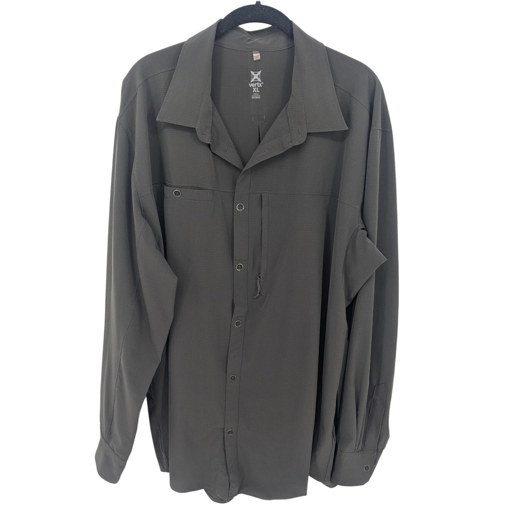 Vertx‎ Shirt Mens XL Brown Ripstop Long Sleeve Button Up Tactical Outdoor Work